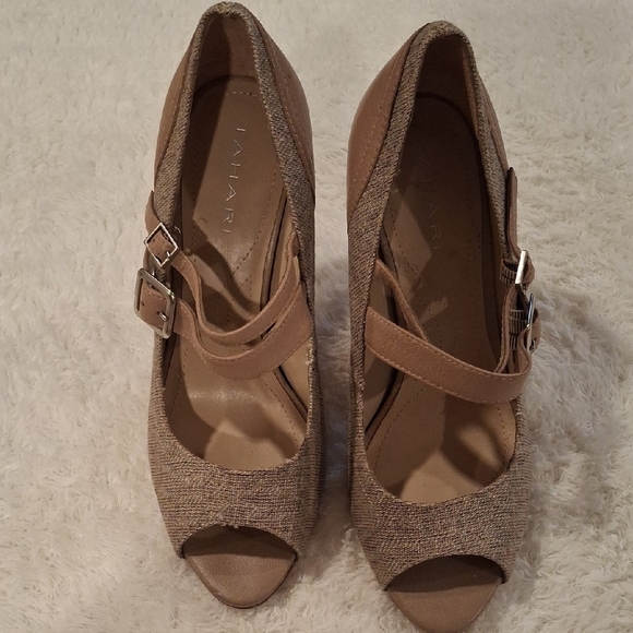 Tahari Shoes - Tahari Tan Suede Mary Jane Heels